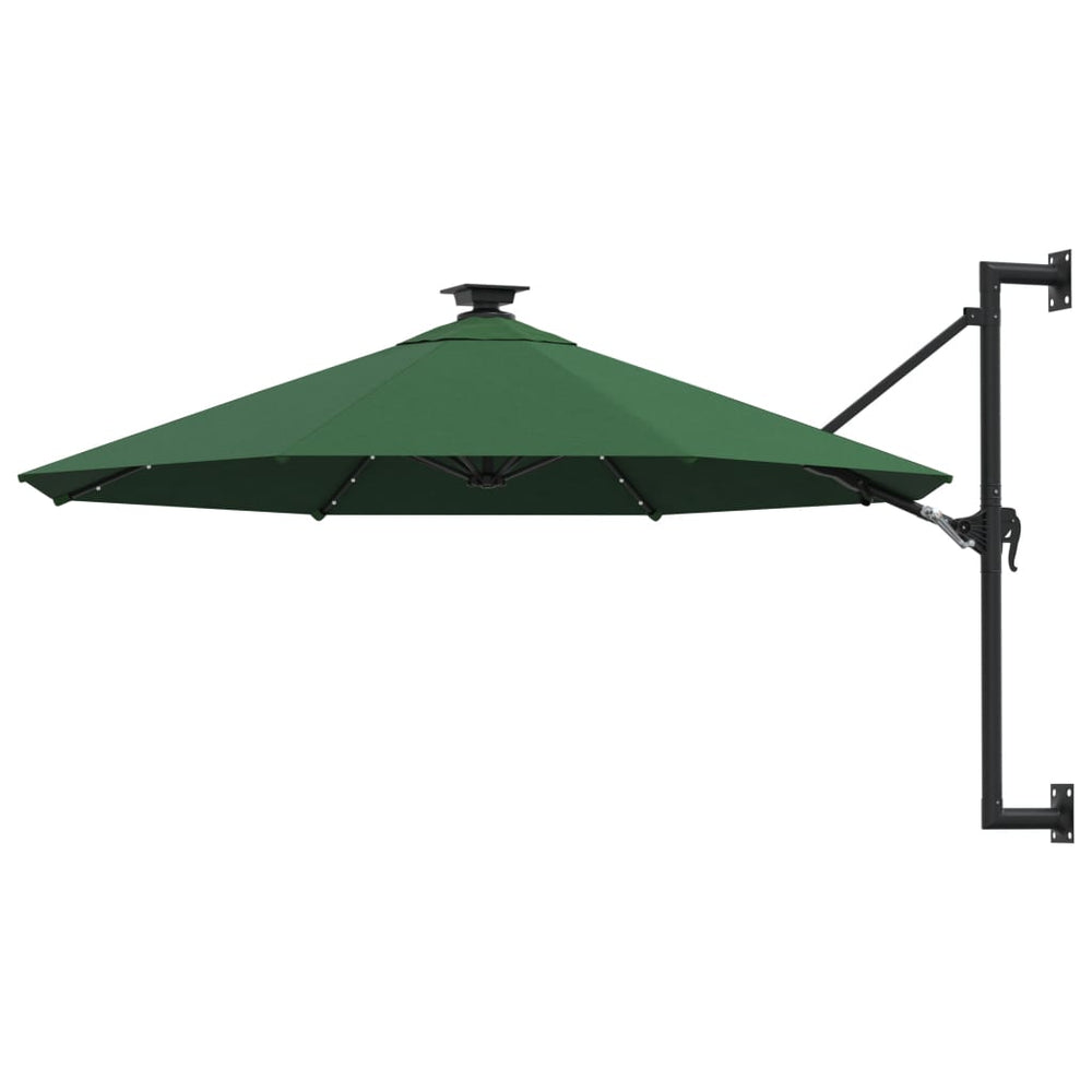 Wall-mounted garden parasol with LED, green, 300cm