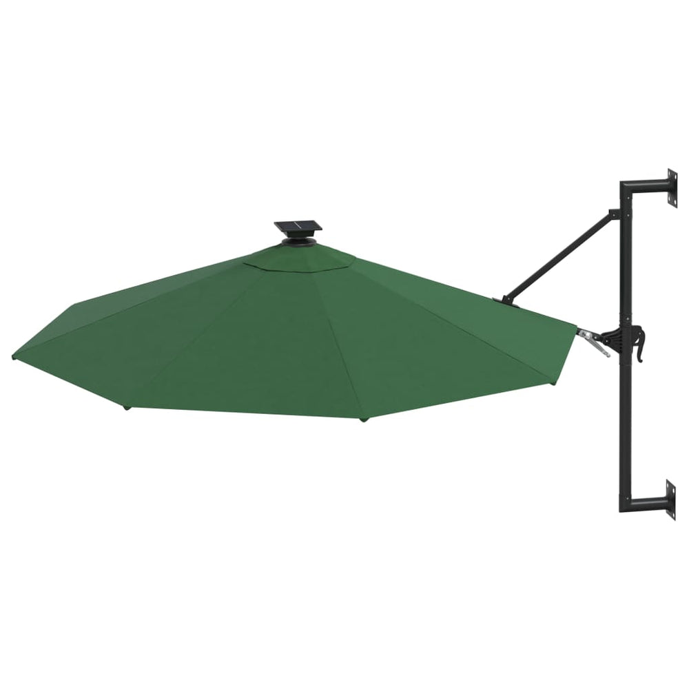 Wall-mounted garden parasol with LED, green, 300cm