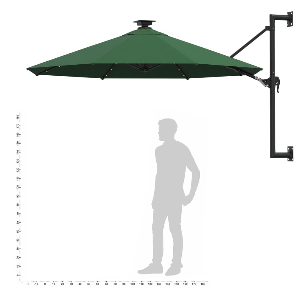 Sodo skėtis LED BRUCE, žalia, 300x131cm