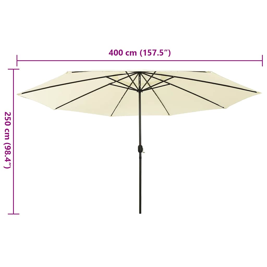 Garden Parasol with LED Lights, Sand, 400cm
