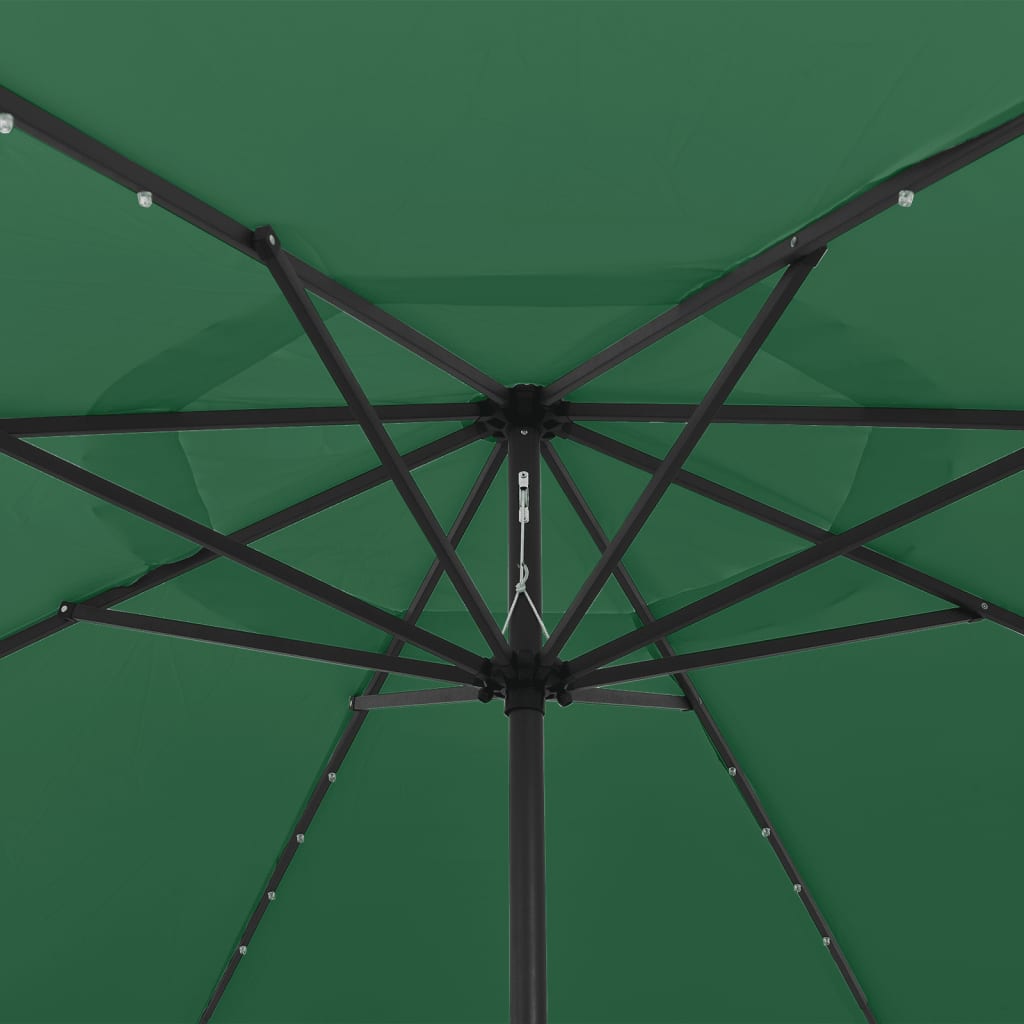 Sodo skėtis nuo saulės su LED lemputėmis, žalias, 400cm