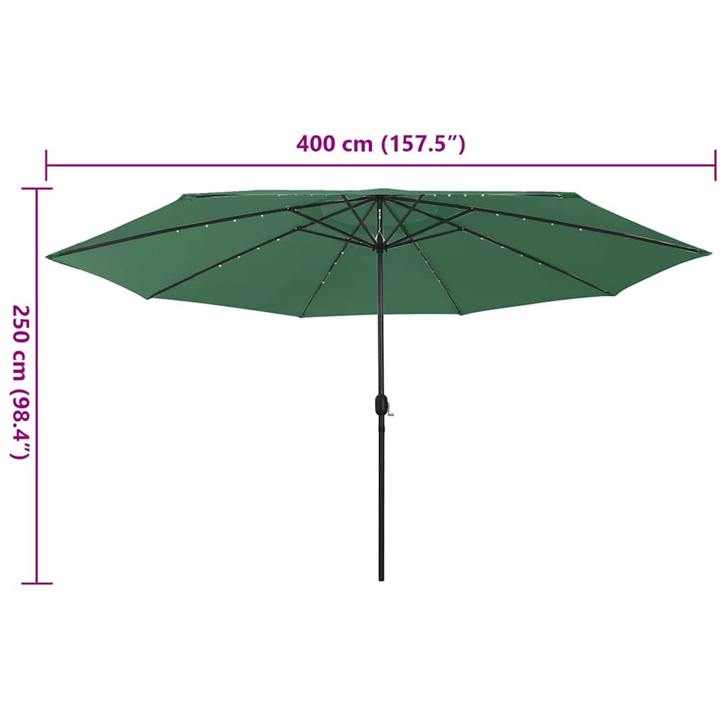 Sodo skėtis LED BRUNO, žalia, 400x250cm
