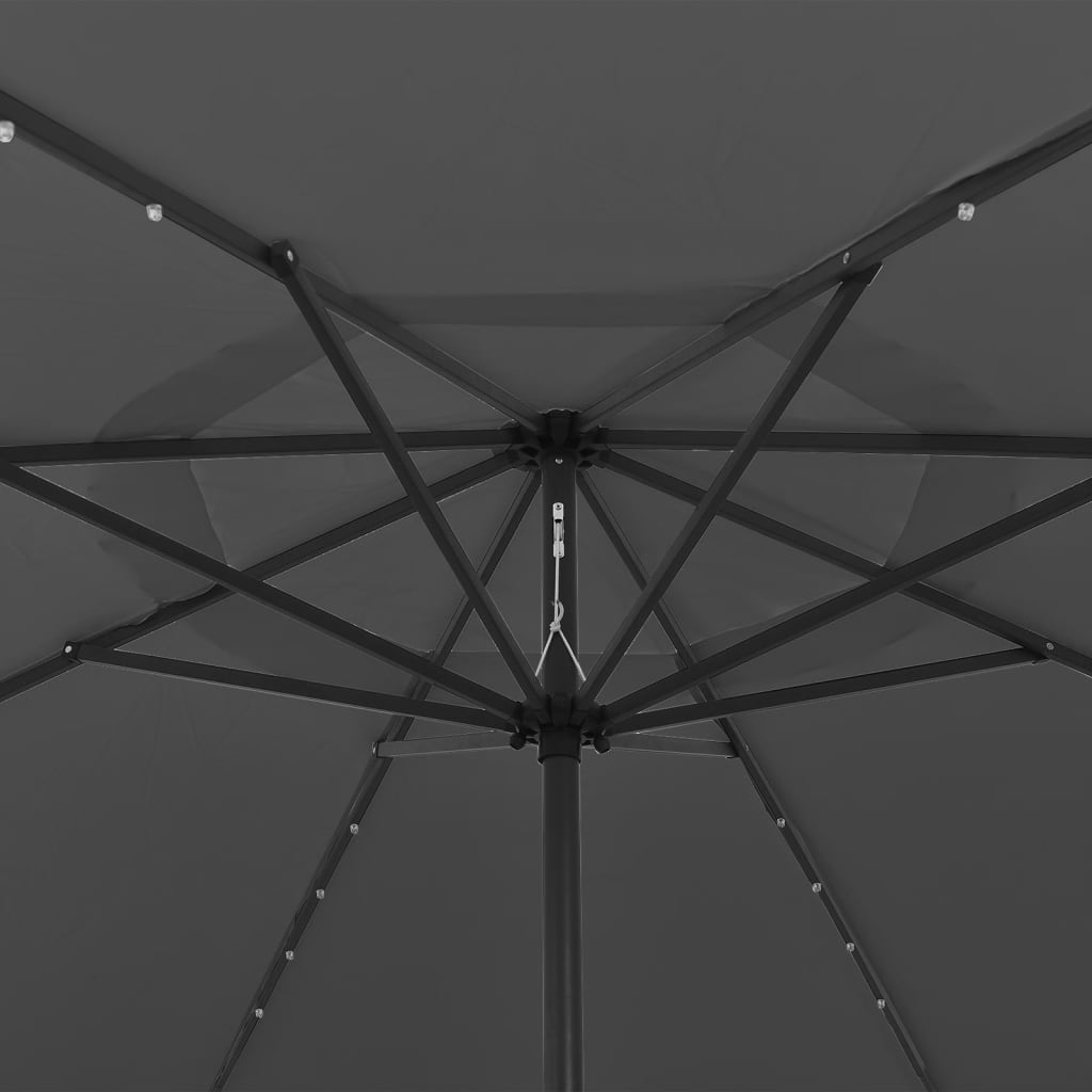 Sodo skėtis nuo saulės su LED lemputėmis, antracito, 400cm