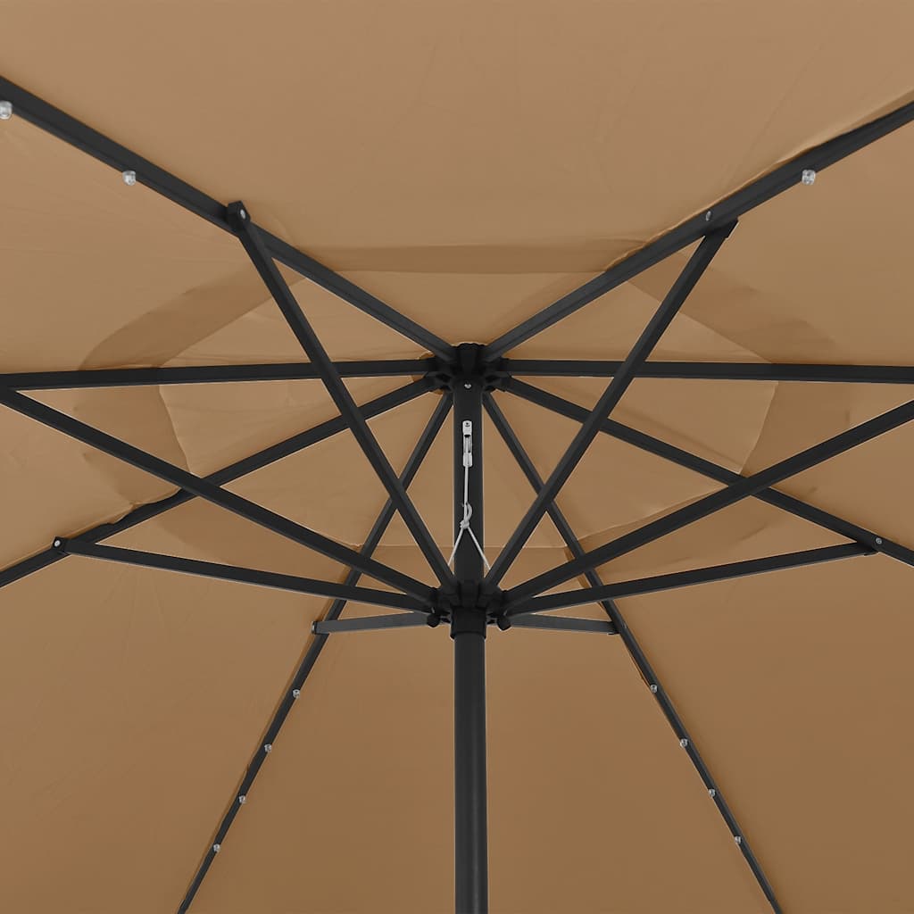 Garden parasol with LED lights, taupe, 400cm