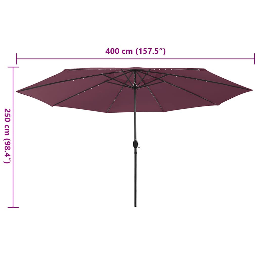 Sodo skėtis LED CARLOS, raudona, 400cm