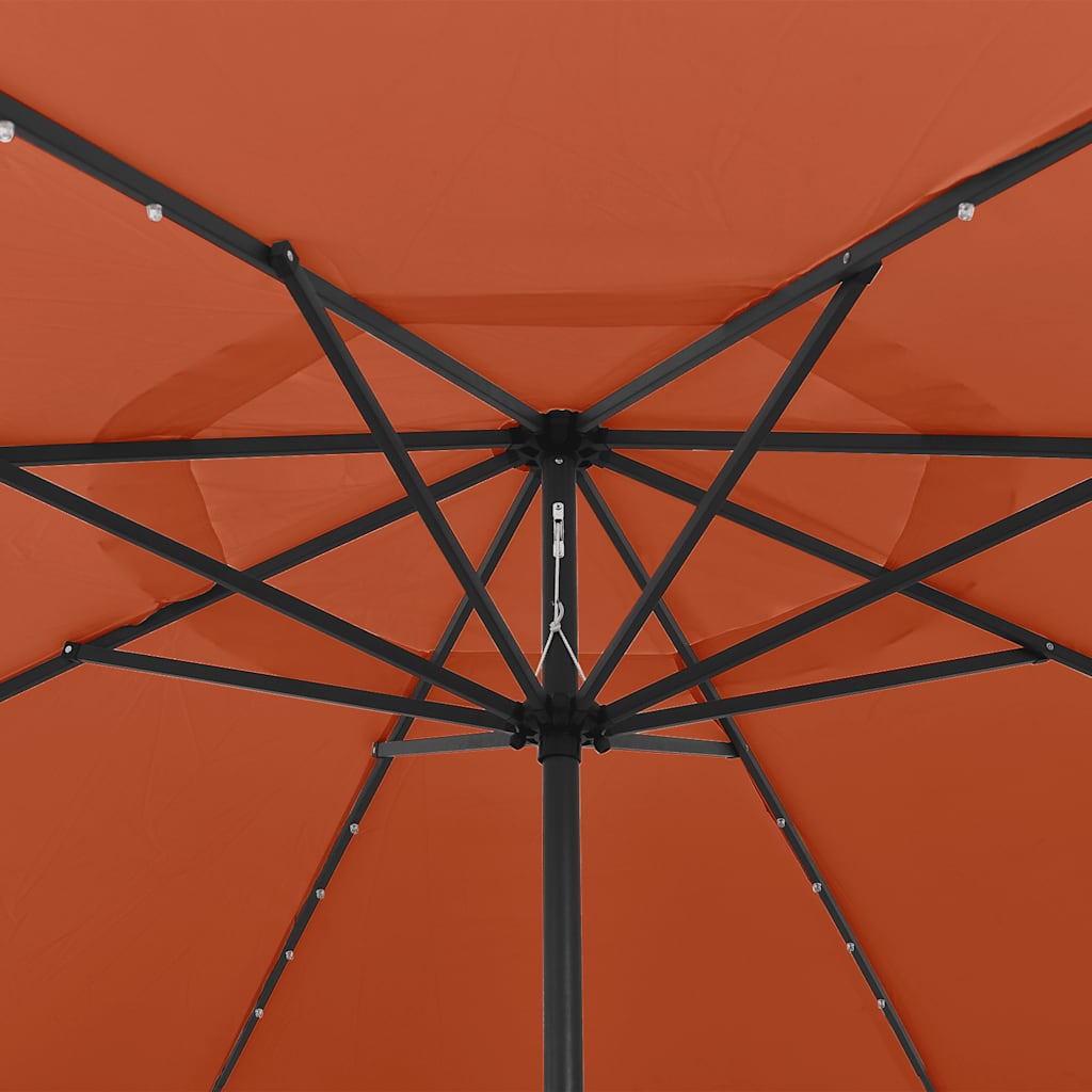 Garden Umbrella with LED Lights, Terracotta, 400cm