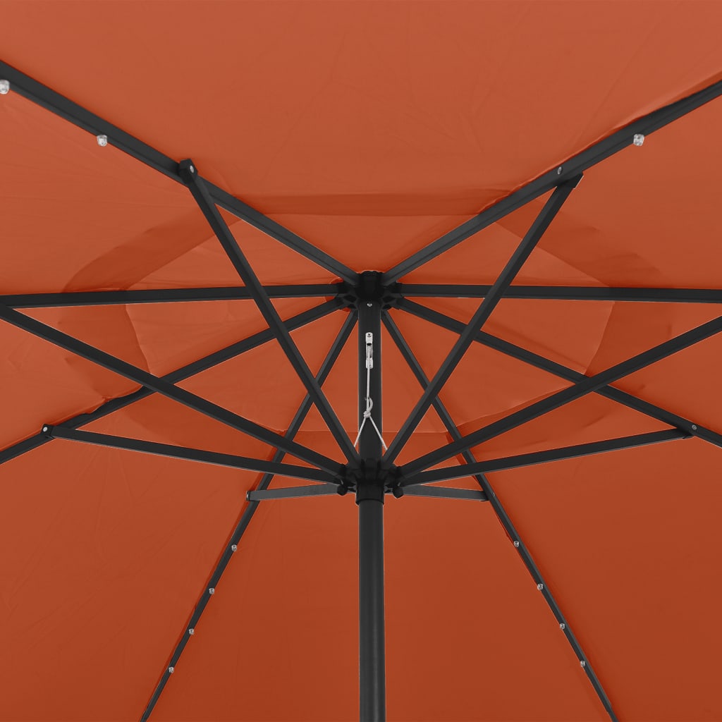 Sodo skėtis nuo saulės su LED lemputėmis, terakota, 400cm