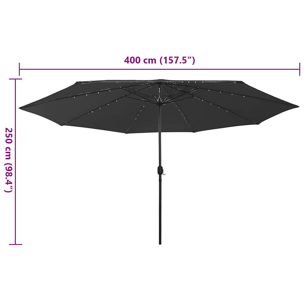 Sodo skėtis LED BRUNO, juoda, 400x250cm