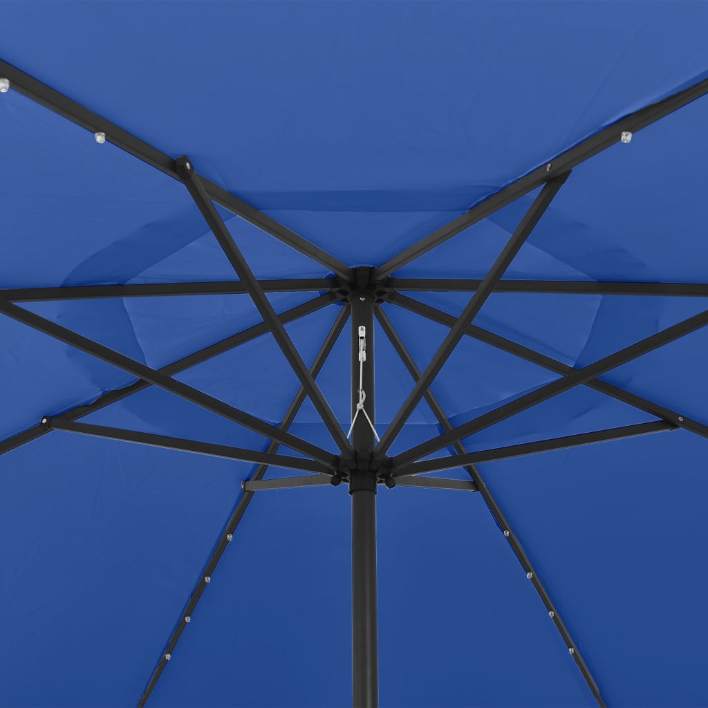 Sodo skėtis nuo saulės su LED lemputėmis, mėlynas, 400cm