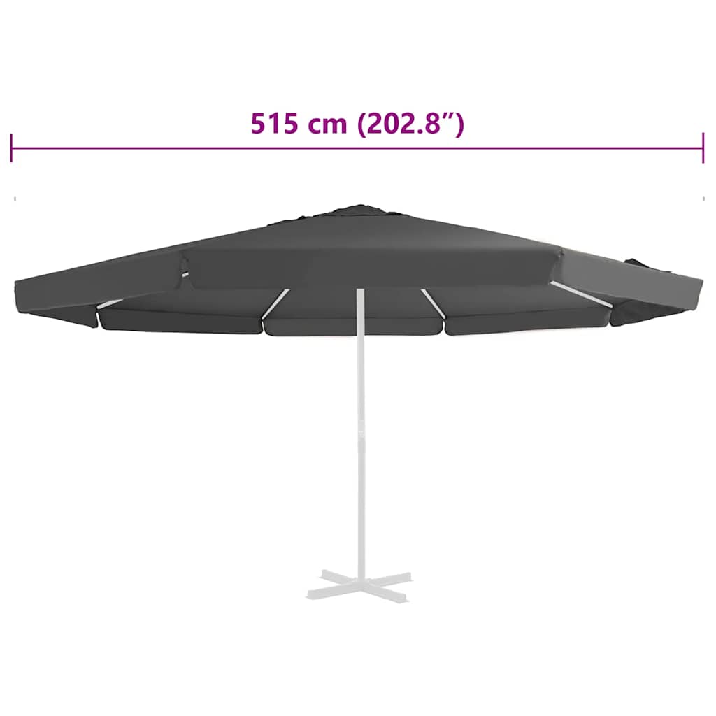 Pakaitinis audinys lauko skėčiui nuo saulės, antracito, 515cm