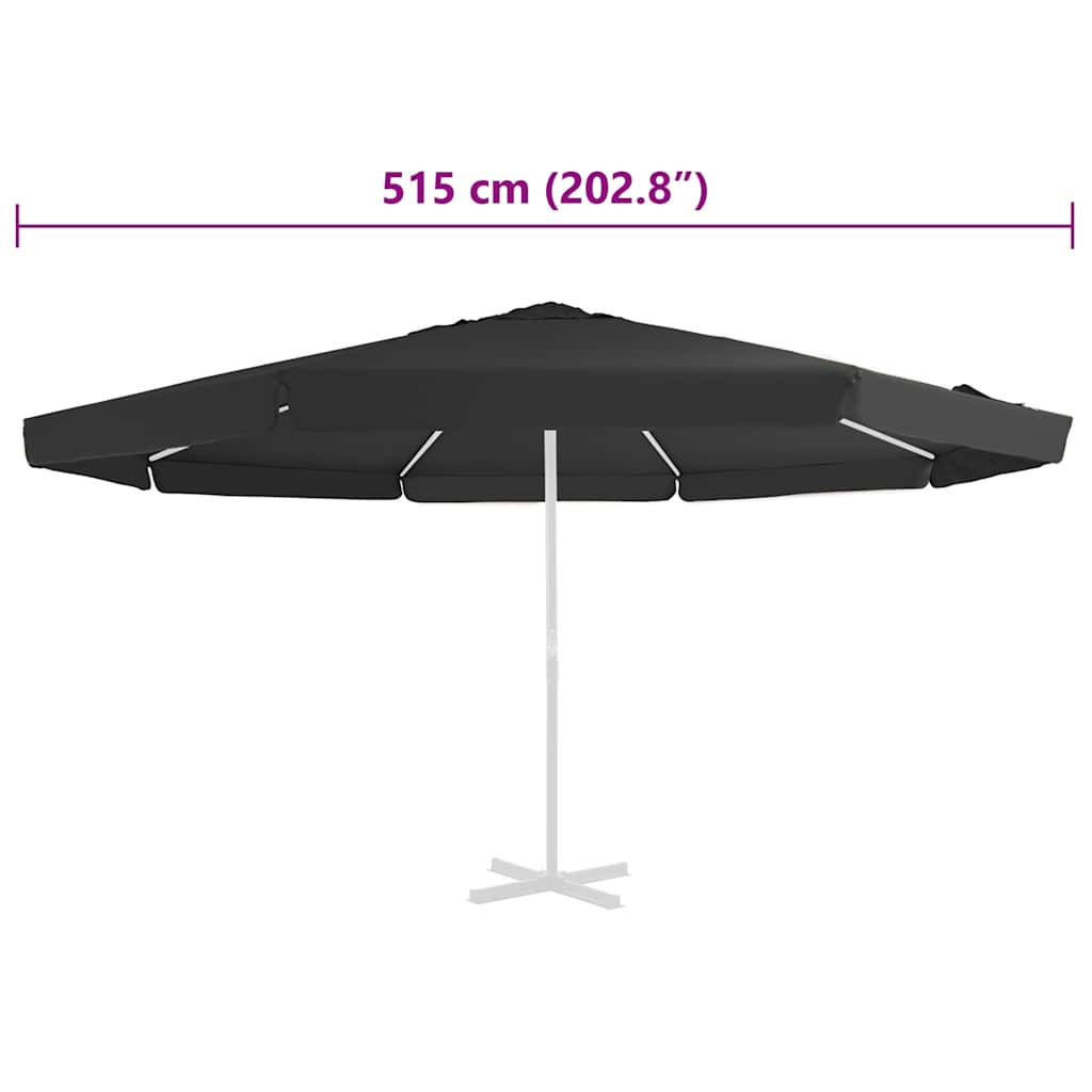 Pakaitinis audinys lauko skėčiui nuo saulės, juodas, 515cm