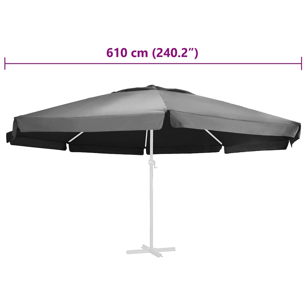 Pakaitinis audinys lauko skėčiui nuo saulės, antracito, 610cm