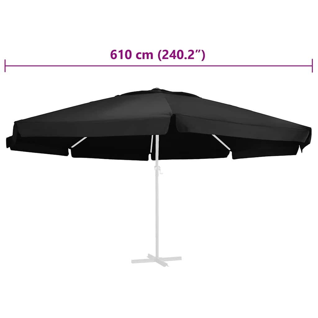 Pakaitinis audinys lauko skėčiui nuo saulės, juodas, 610cm