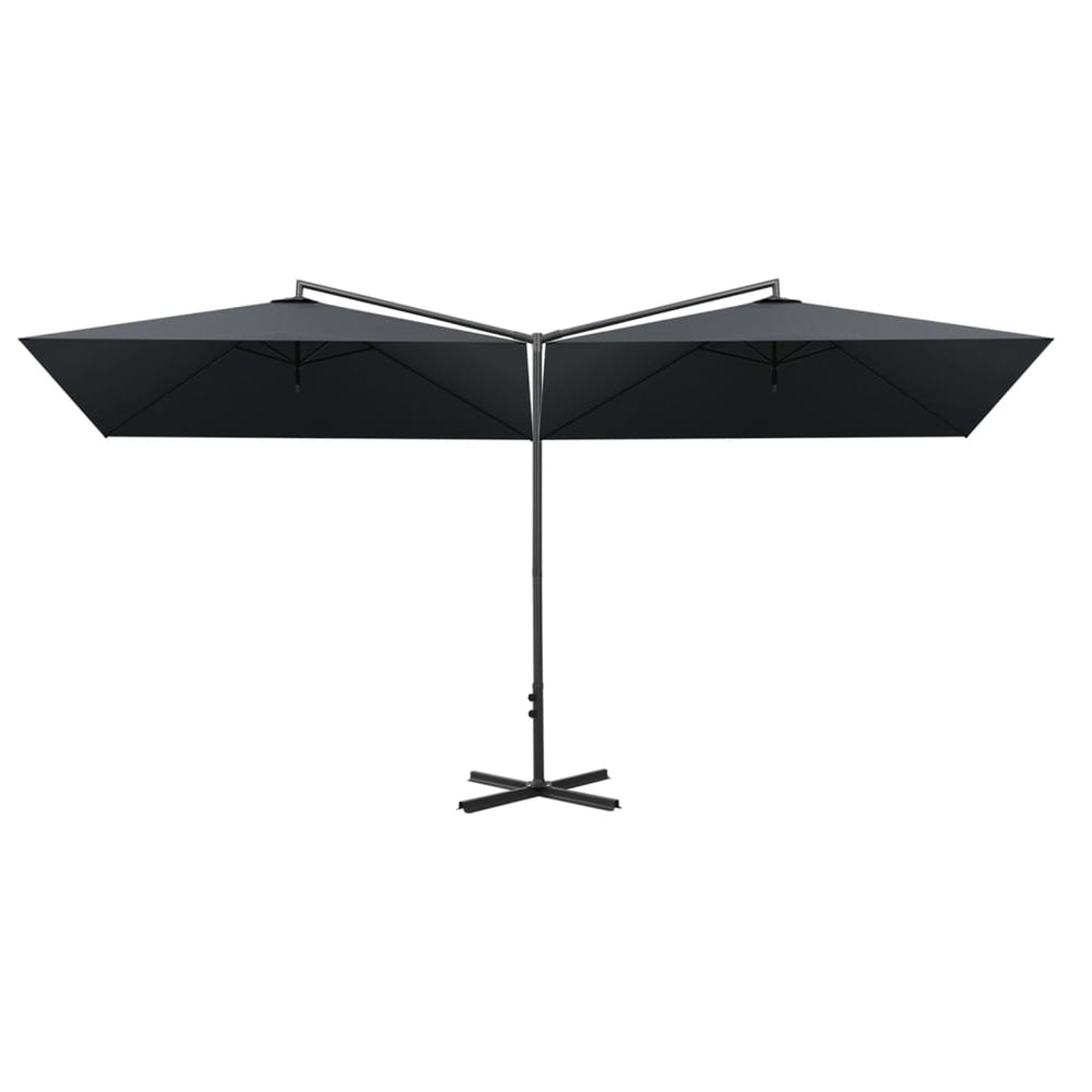 Double garden umbrella with steel pole, anthracite, 600x300cm