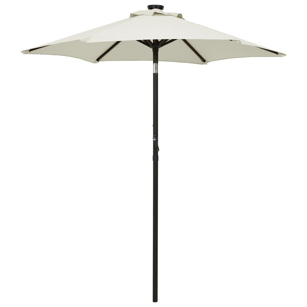 Garden parasol with LED, sand, 200x211cm, aluminium