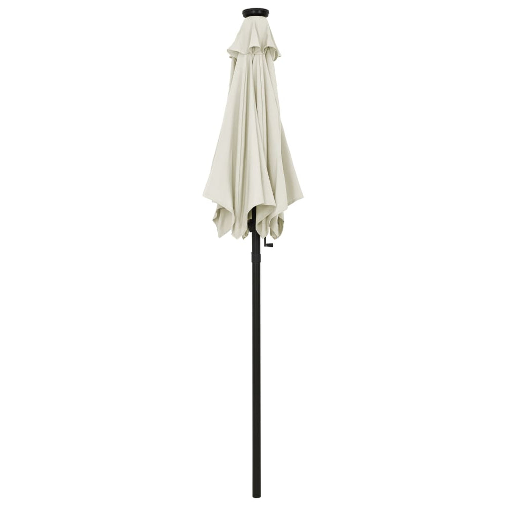 Garden parasol with LED, sand, 200x211cm, aluminium