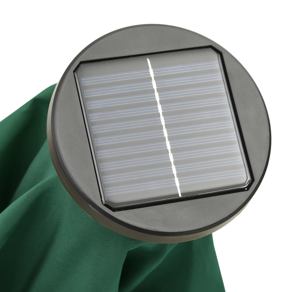 Sodo skėtis nuo saulės su LED, žalias, 200x211cm, aliuminis