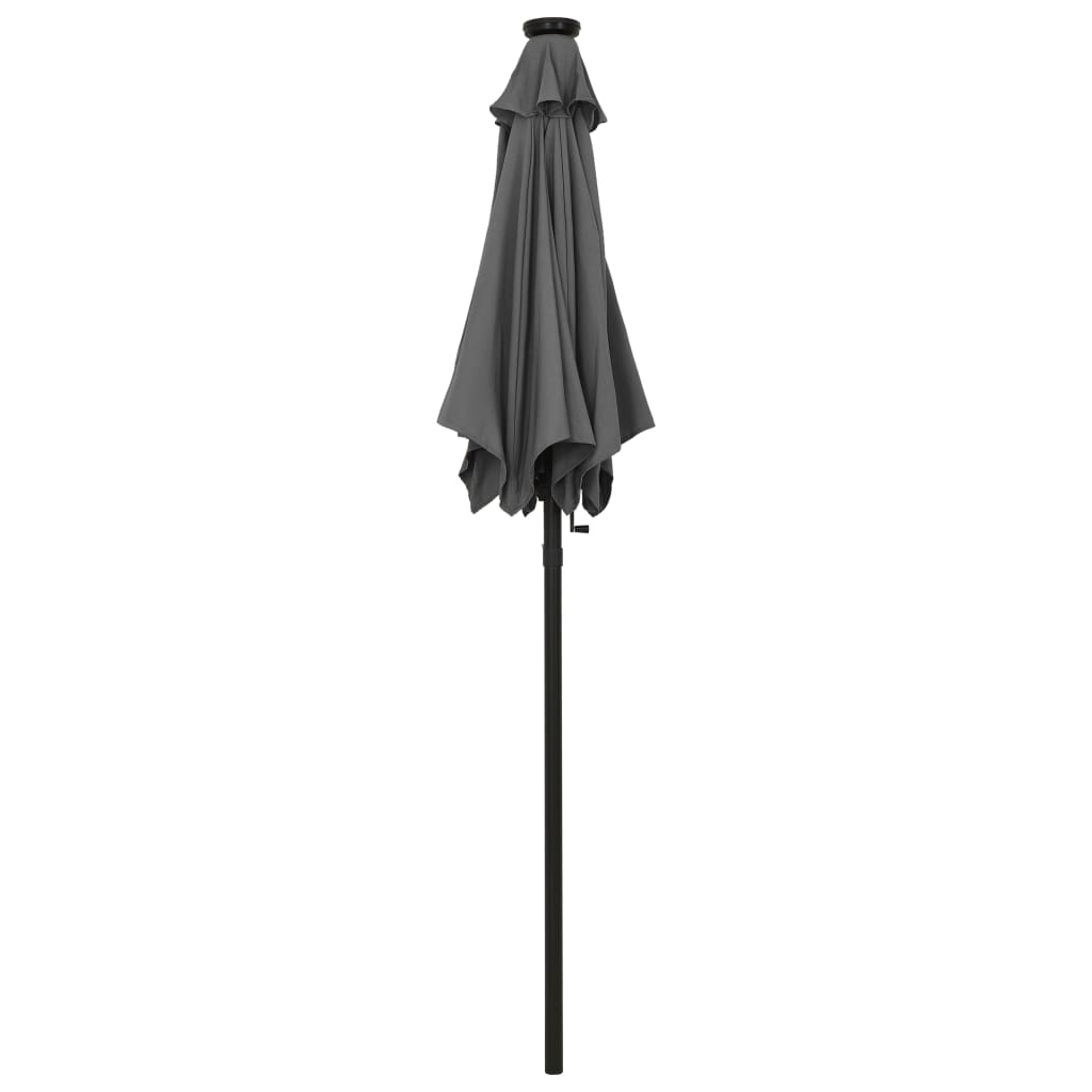Sodo skėtis nuo saulės su LED, antracito, 200x211cm, aliuminis