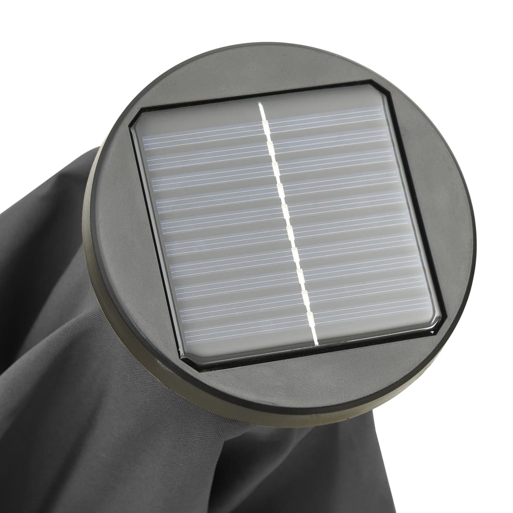 Sodo skėtis nuo saulės su LED, antracito, 200x211cm, aliuminis