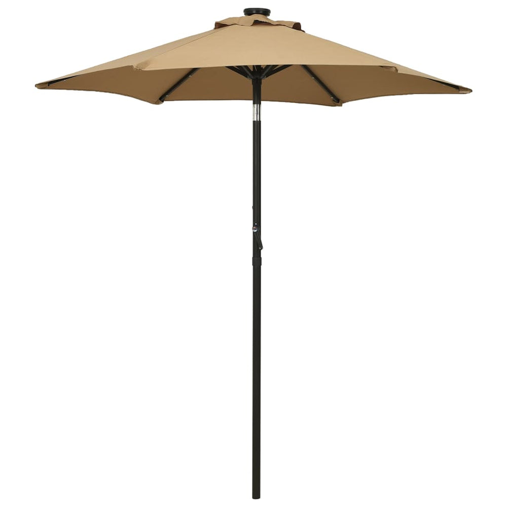 Garden parasol with LED, taupe, 200x211cm, aluminium