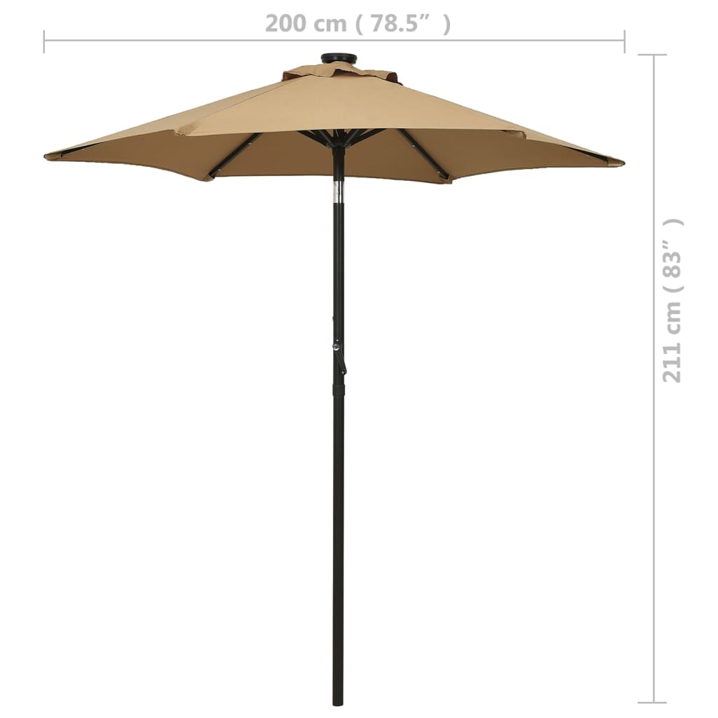 Sodo skėtis LED BRYCE, taupe, 200x211cm