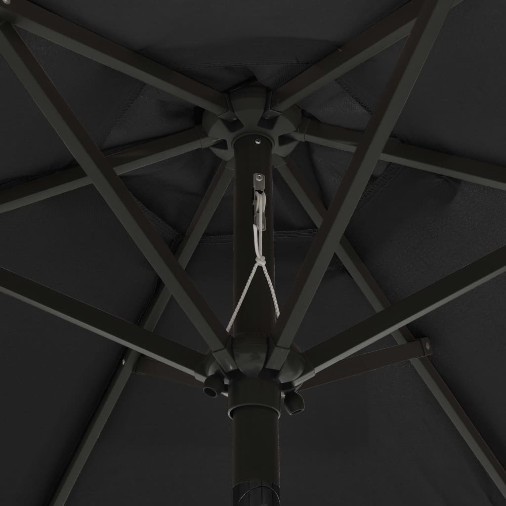 Dārza saulessargs LED BRYCE, melns, 200x211cm