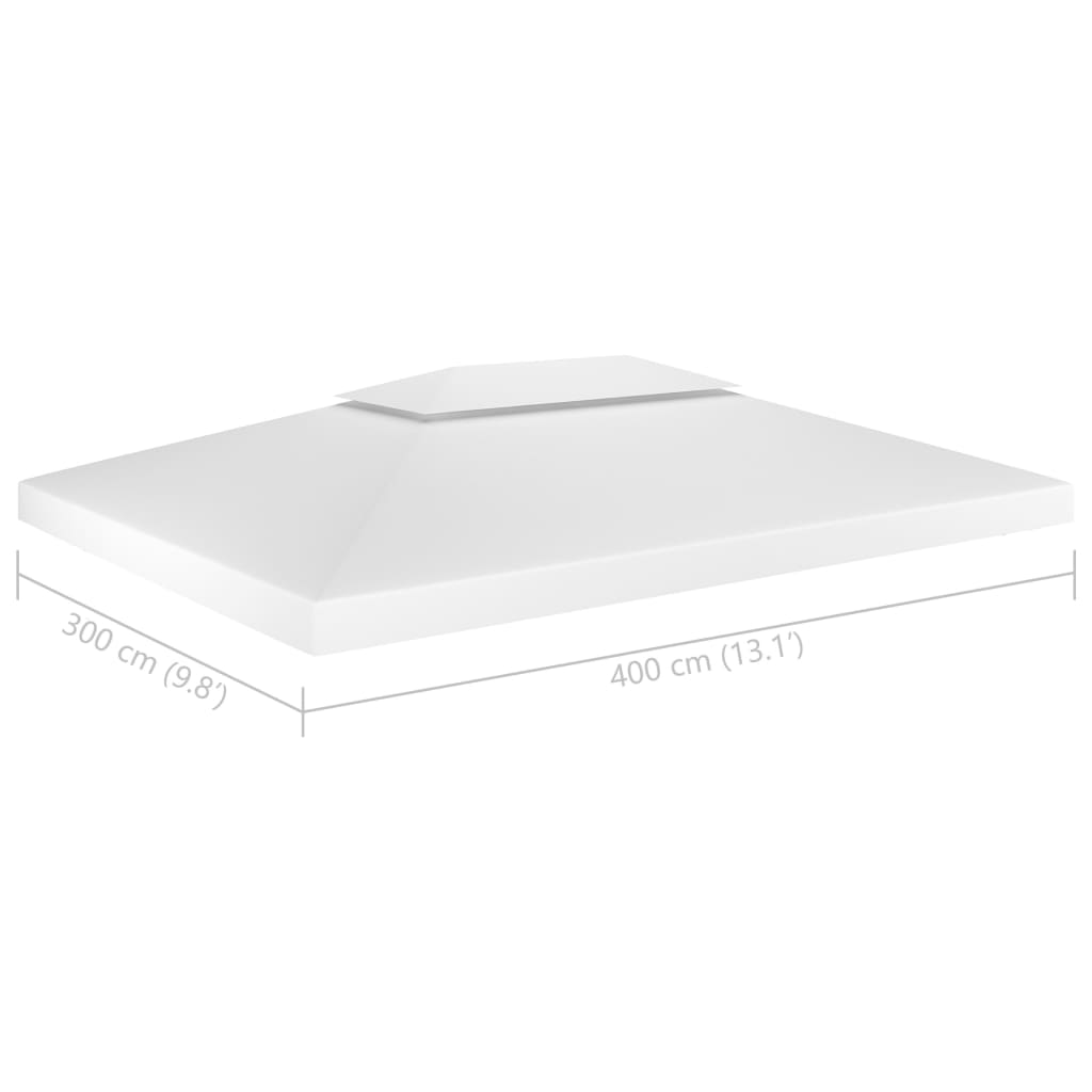 Gazebo canopy, 2-tier, white, 4x3m, 310 g/m²