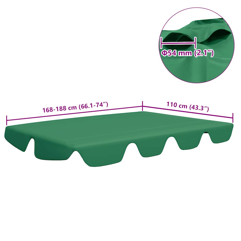 Replacement canopy for garden swing, green, 188/168x145/110cm