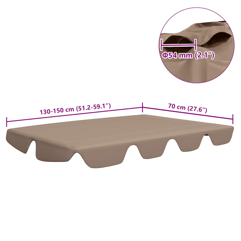 Pakaitinis skliautas sodo sūpynėms, taupe, 150/130x105/70cm