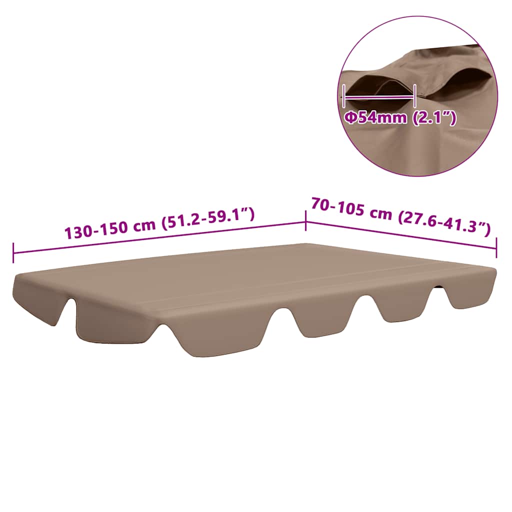 Pakaitinis skliautas sodo sūpynėms, taupe, 150/130x105/70cm
