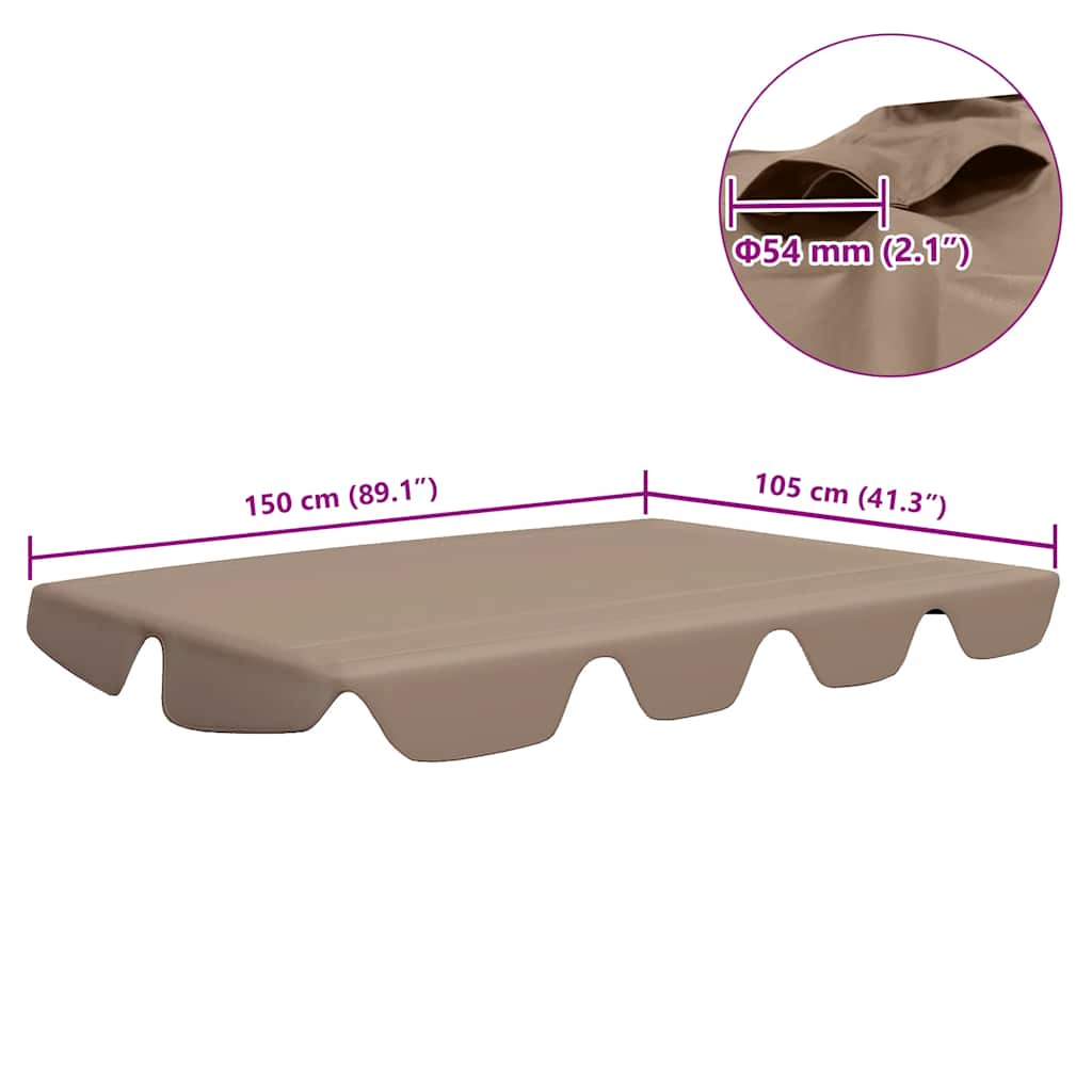 Pakaitinis skliautas sodo sūpynėms, taupe, 150/130x105/70cm