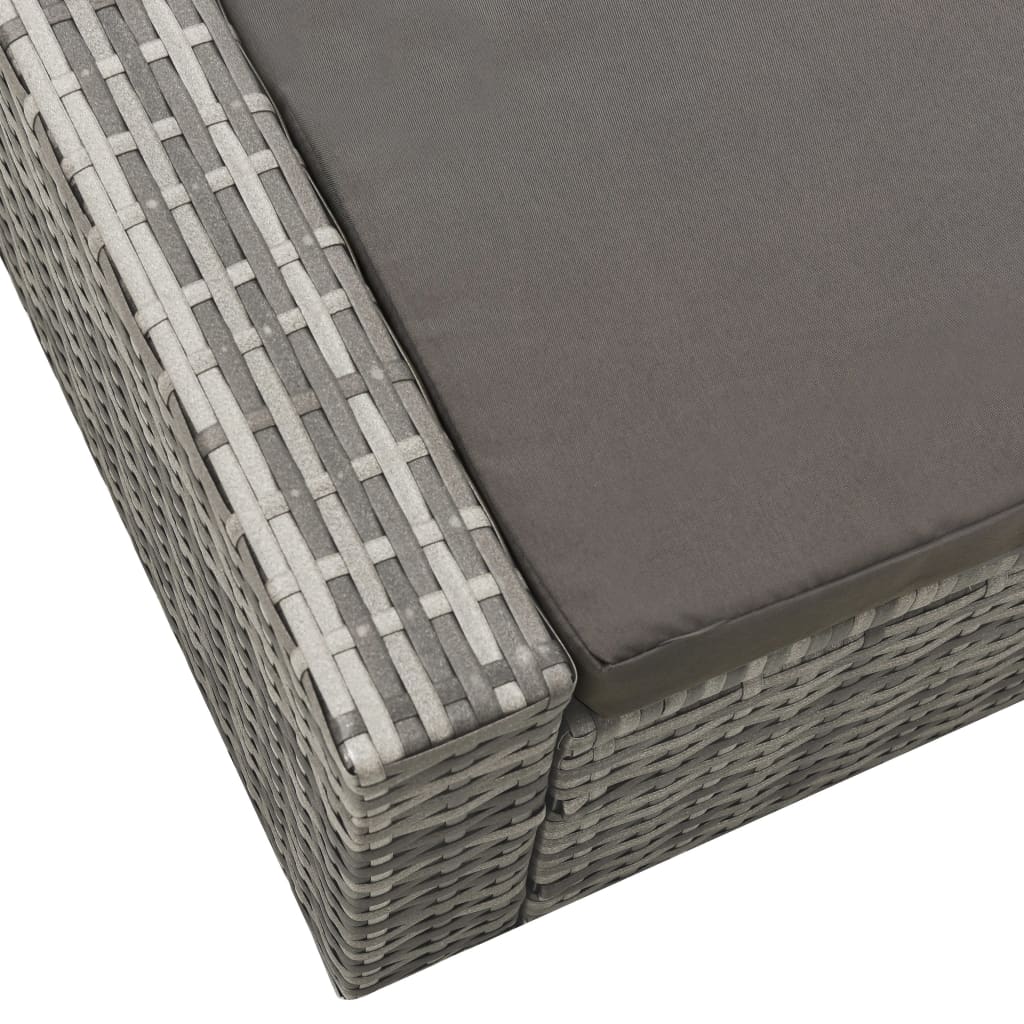 Double sun lounger, grey, poly rattan