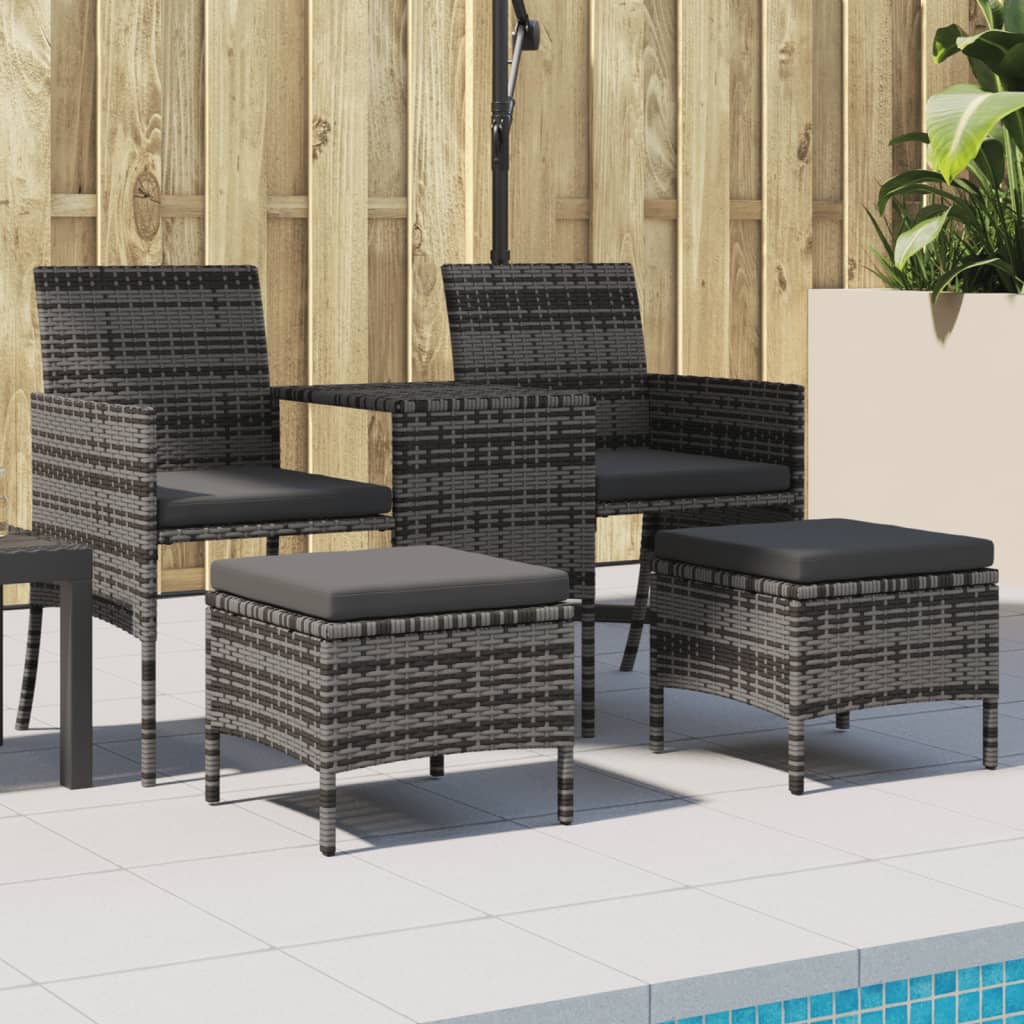 Dvivietė sodo sofa su arbatos staliuku, pilka, poliratanas