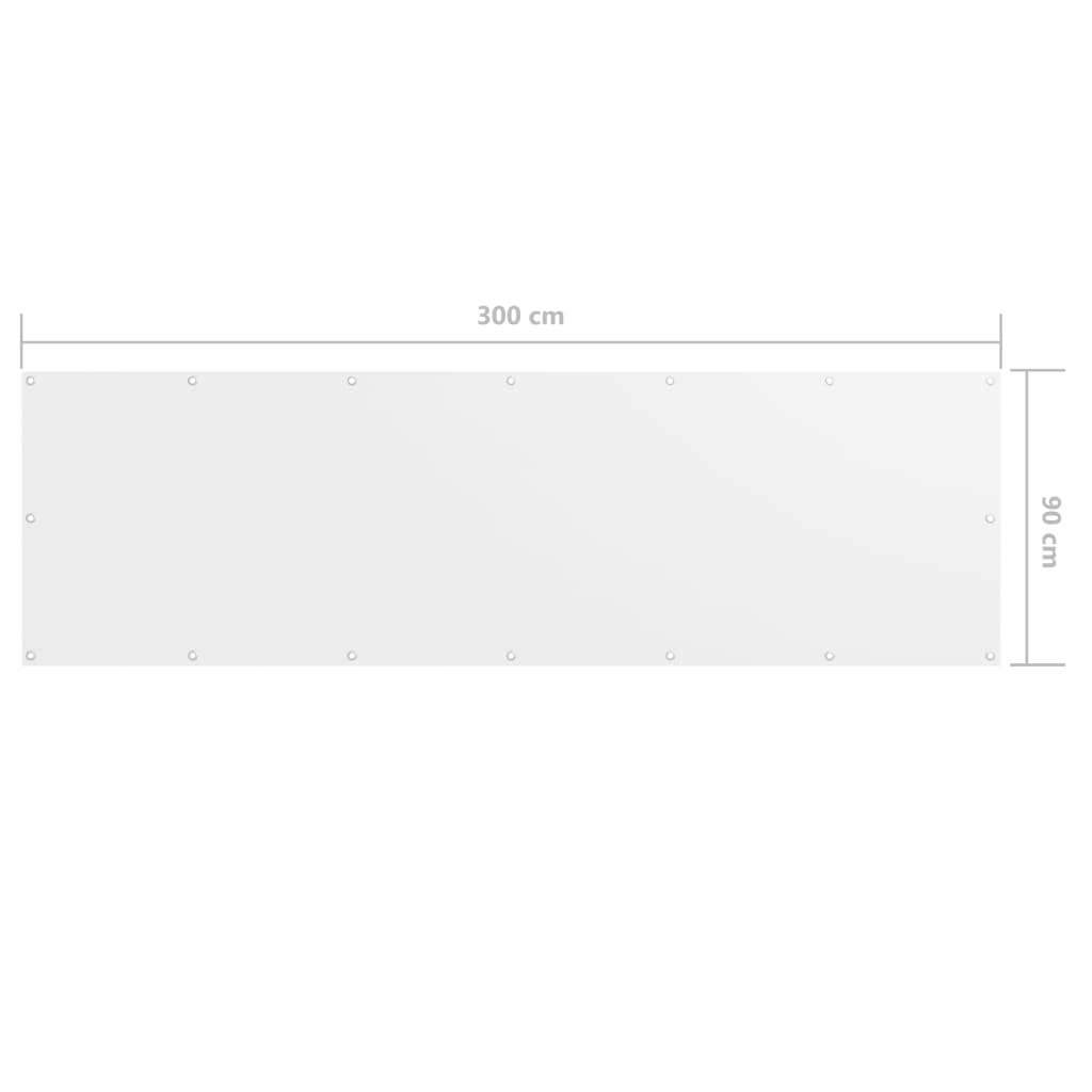 Balkona starpsiena, balta, 90x300cm, Oksfordas audums