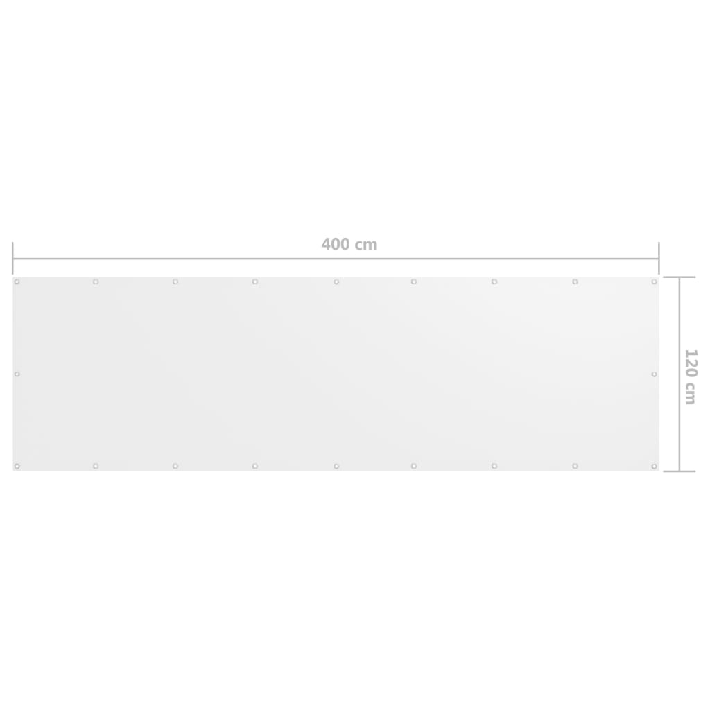 Balkona starpsiena, balta, 120x400cm, Oksfordas audums