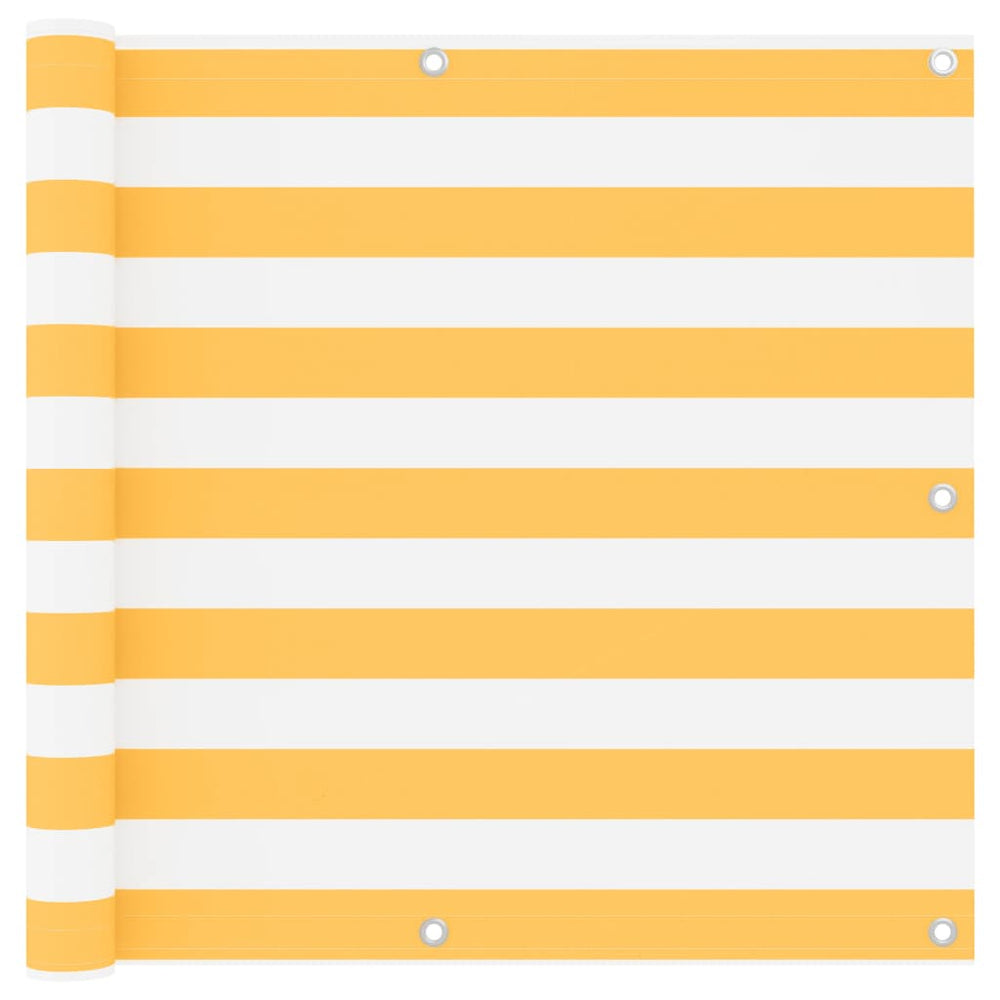 Balcony Privacy Screen, white and yellow, 90x400cm, Oxford fabric