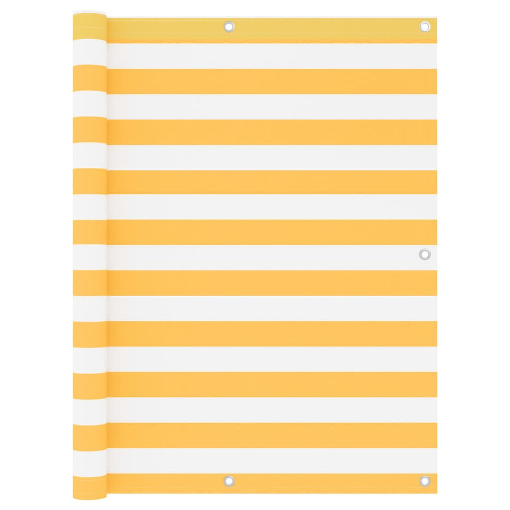 Balcony privacy screen, white and yellow, 120x400cm, Oxford fabric