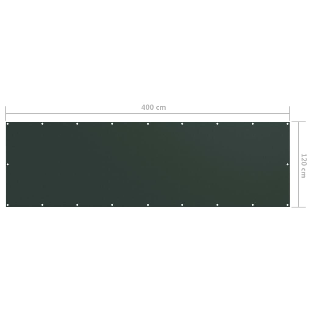 Balkona starpsiena, tumši zaļa, 120x400cm, Oksfordas audums