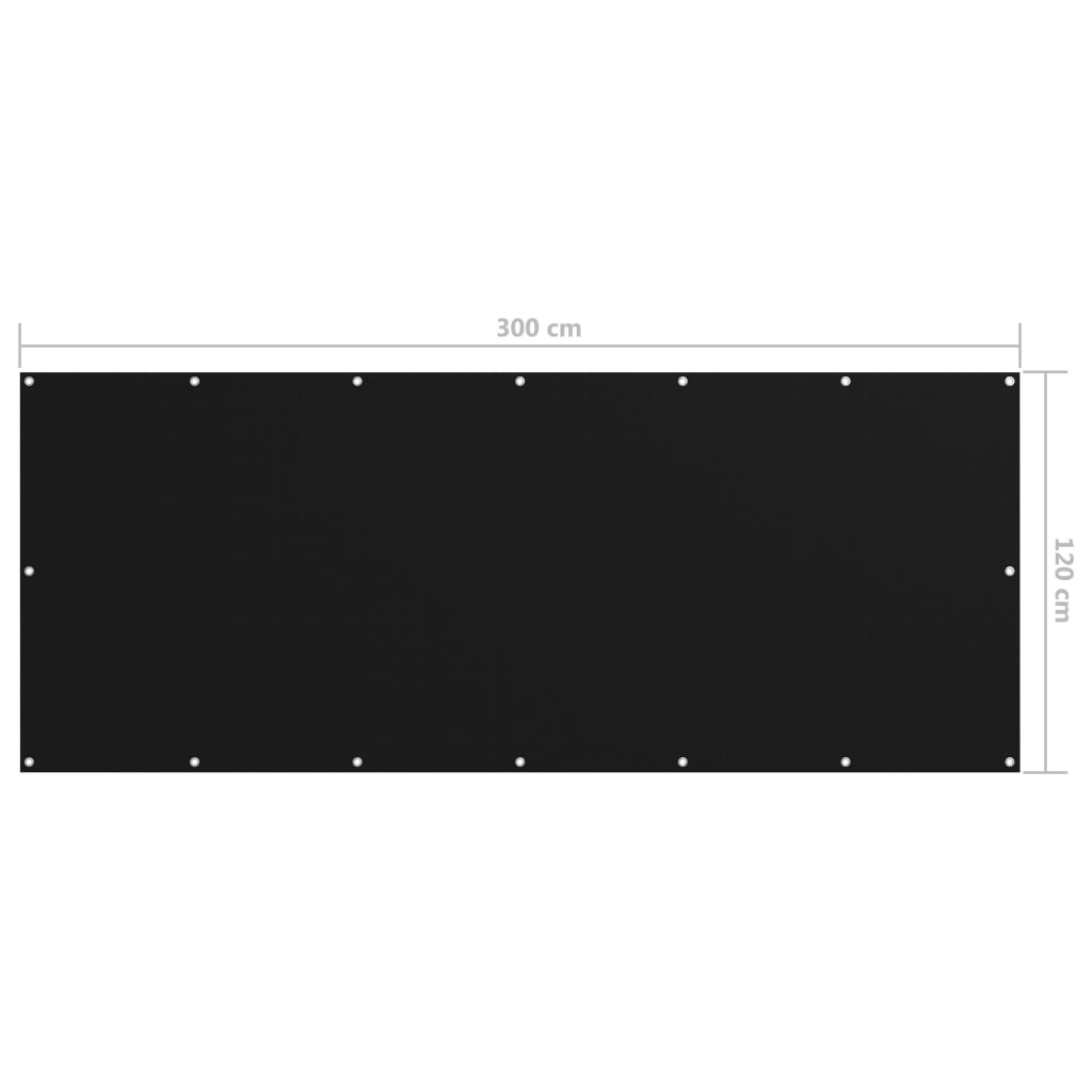 Balkono pertvara, juodos spalvos, 120x300cm, oksfordo audinys