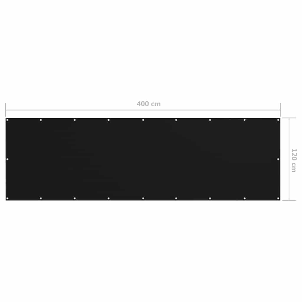 Balkona starpsiena, melna, 120x400cm, Oksfordas audums