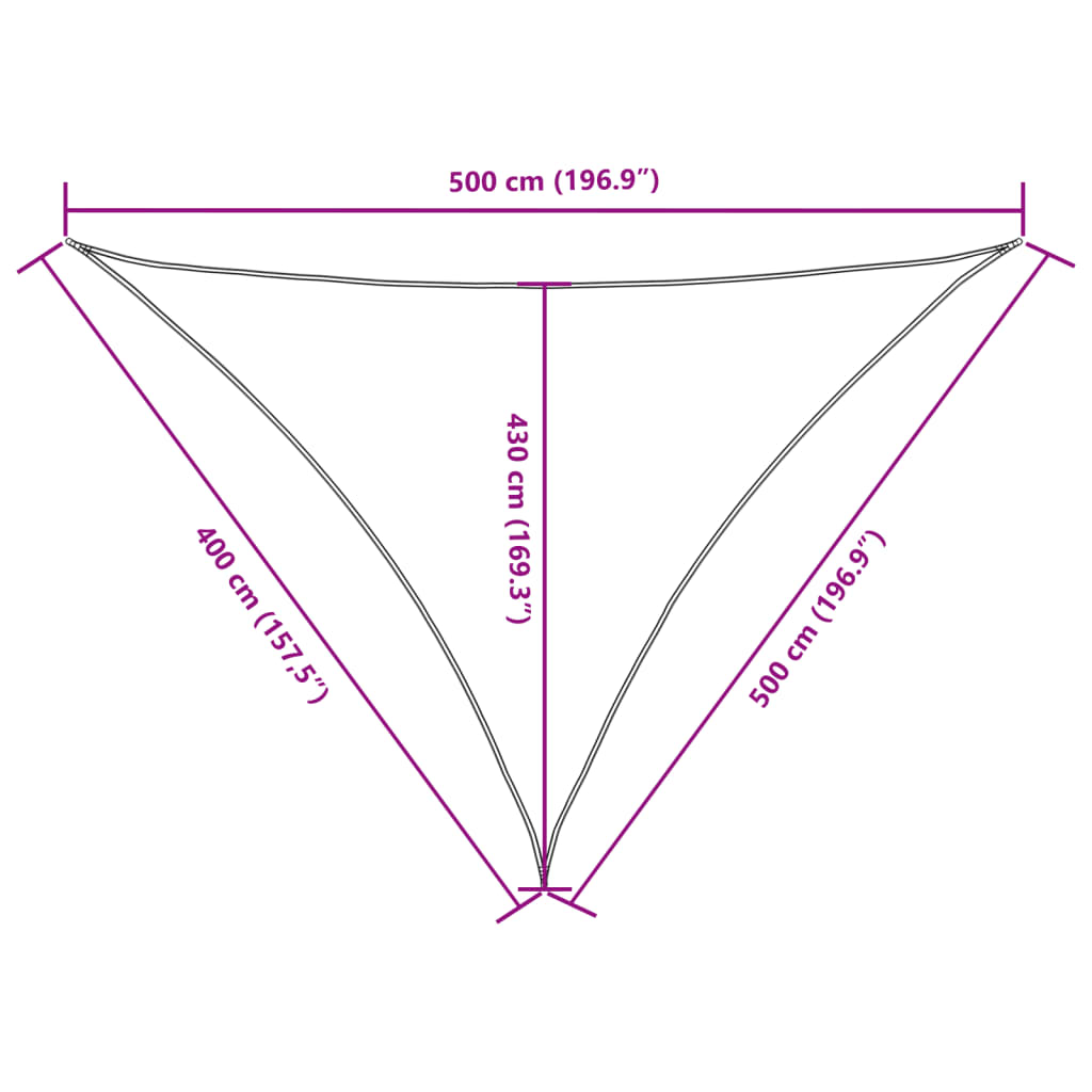 Sunshade sail, cream, 4x4x5m, oxford fabric, triangular