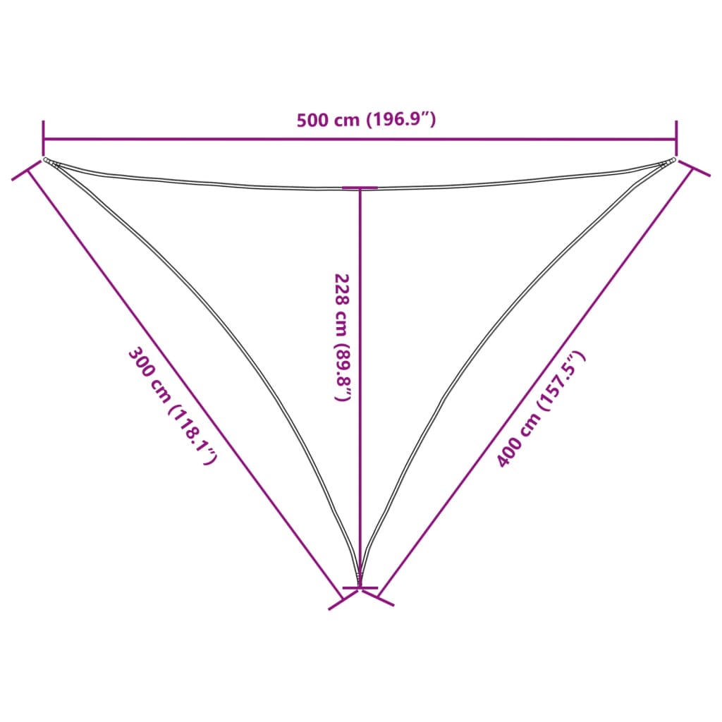 Sun sail, dark green, 3x4x5m, oxford, triangular