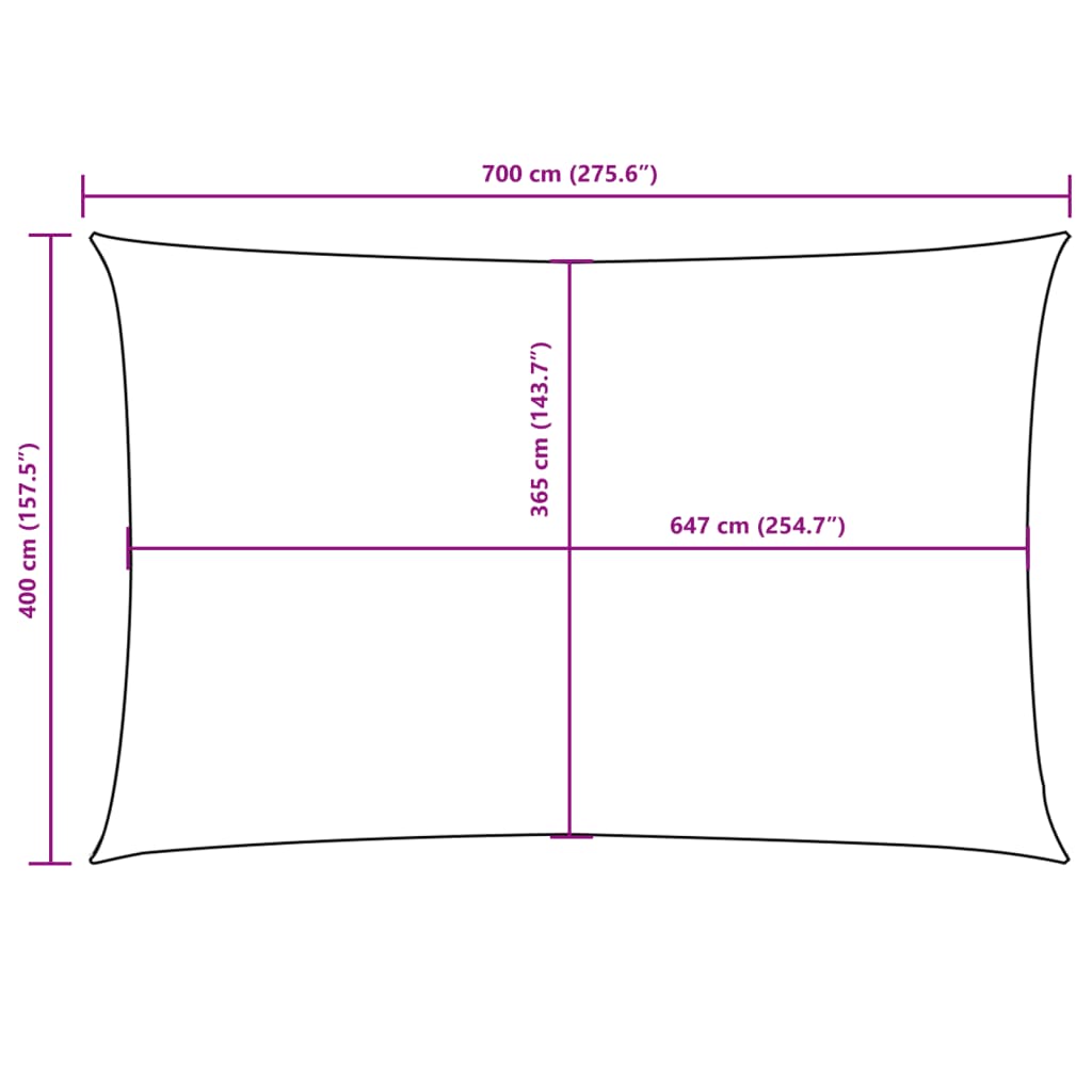 Sun shade, blue, 4x7m, oxford fabric, rectangular