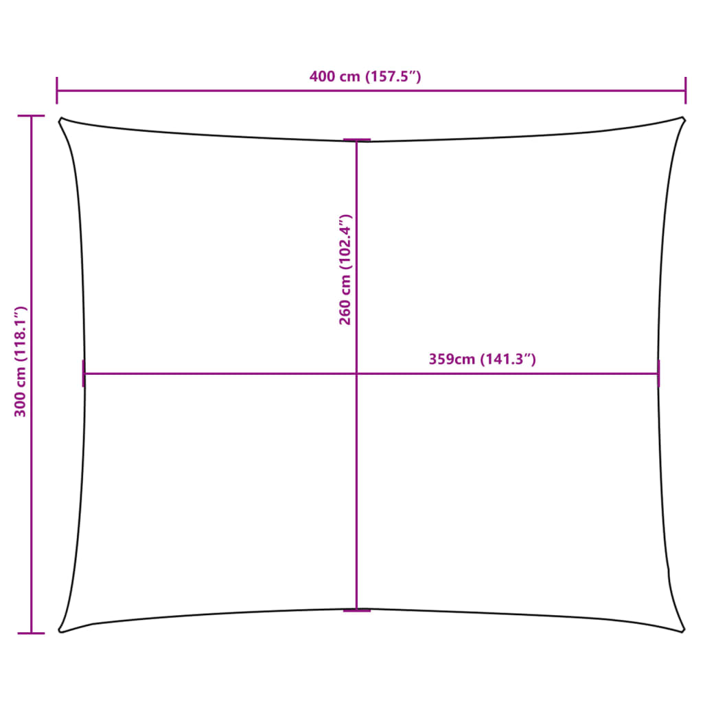 Sun shade sail, yellow, 3x4m, Oxford cloth