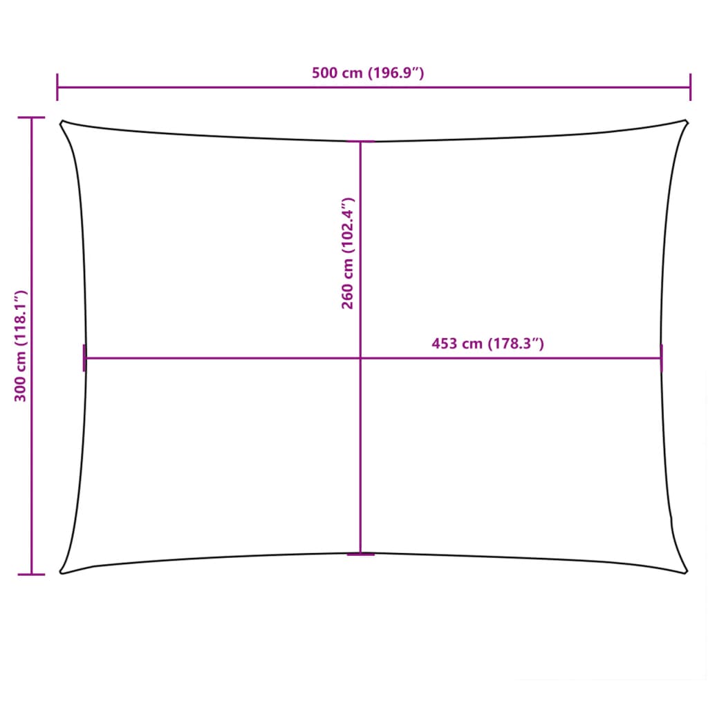 Sun shade sail, yellow, 3x5m, Oxford fabric, rectangular