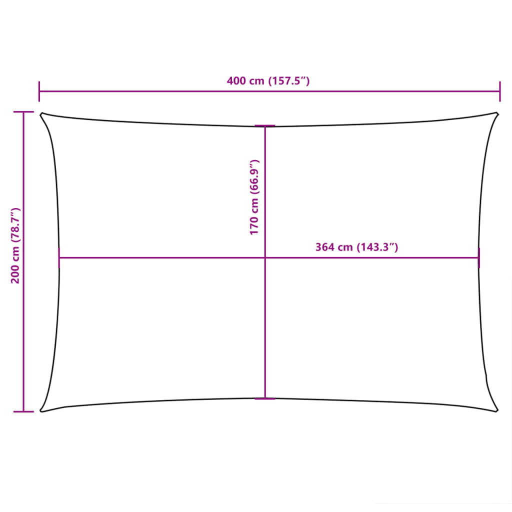 Sun shade, red, 2x4m, oxford fabric, rectangular