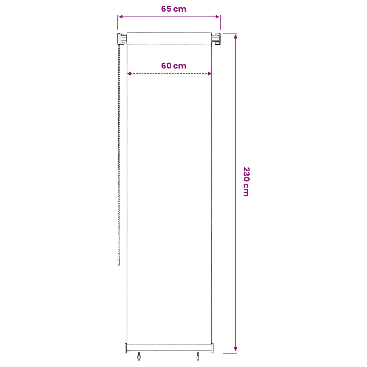 Lauko roletas, kreminės spalvos, 60x230cm, HDPE