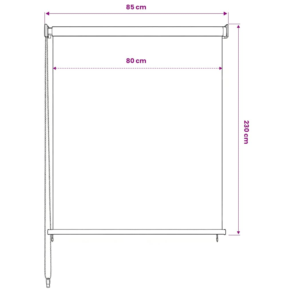Lauko roletas, kreminės spalvos, 85 (plotis) x 230 (aukštis) cm, HDPE