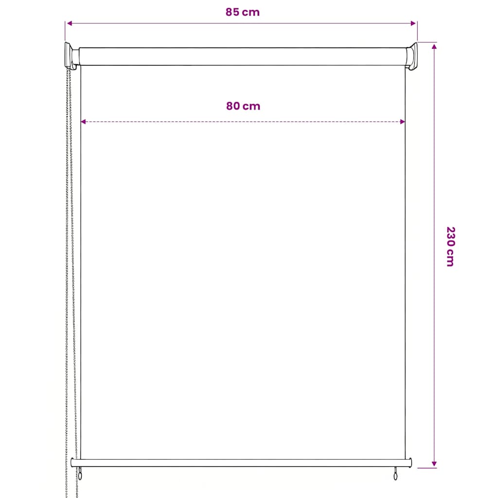 Lauko roletas, 85 (plotis) x 230 (aukštis) cm, antracito spalvos
