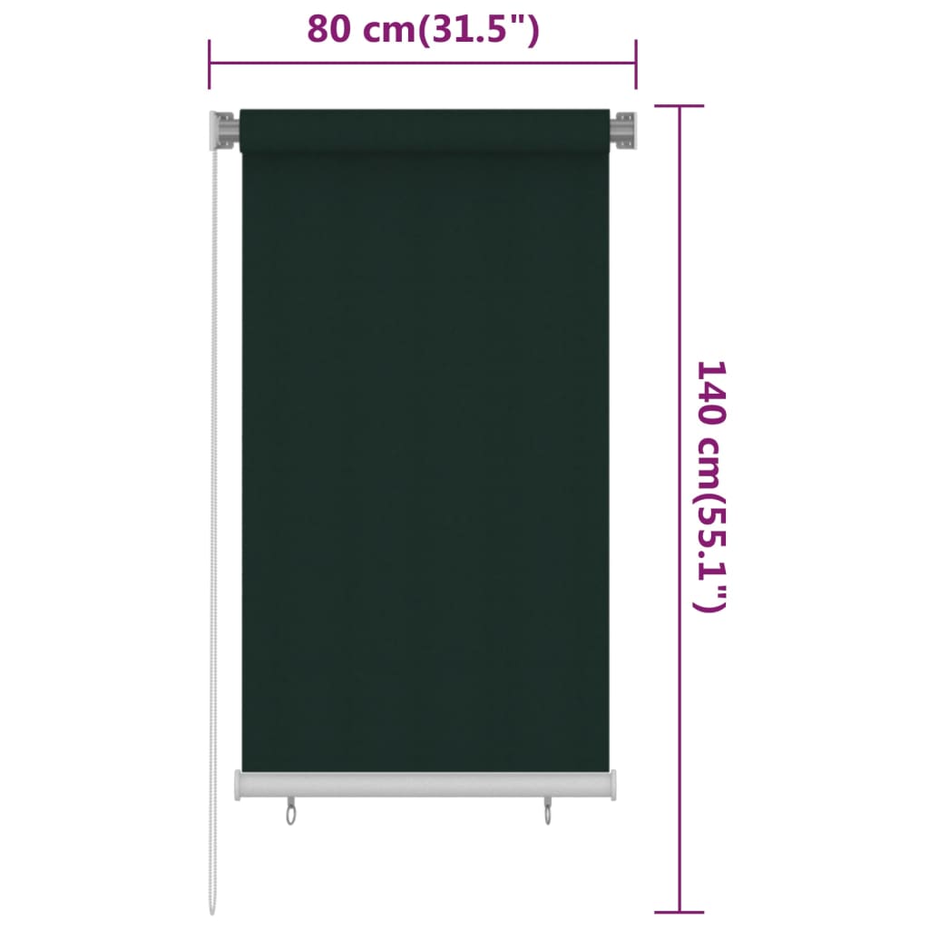 Lauko roletas, tamsiai žalios spalvos, 80x140cm, HDPE